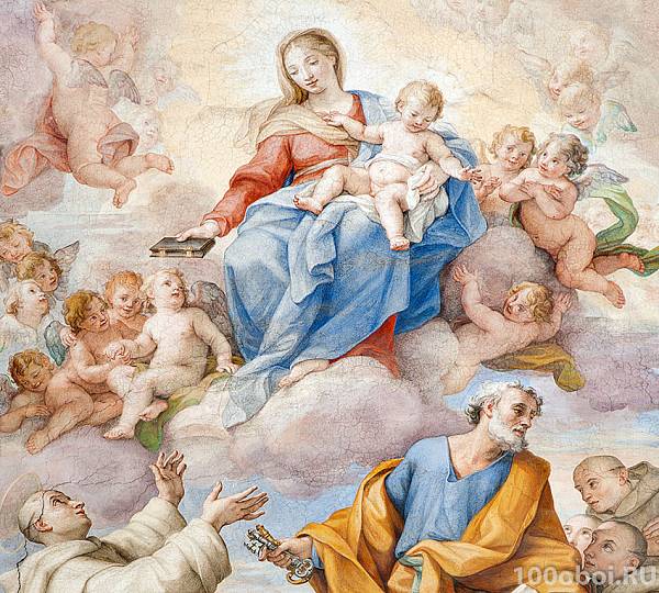 Фотообои на стену «Пресвятая Дева Мария фреска». Divino C1-045