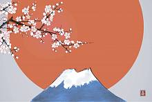Фотообои URBAN Design UD4-181 Японская живопись Цветущая сакура у горы Фудзи