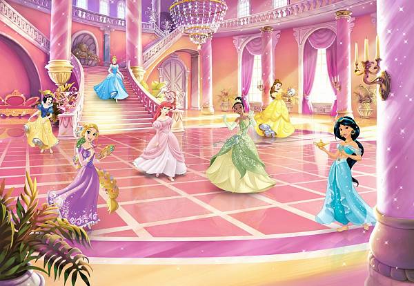 Детские фотообои на стену «Принцессы на блестящем балу» Komar 8-4107 Disney Princess Glitzerparty