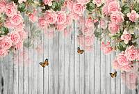 Фотообои HARMONY HD21-17 Розовые розы на деревянной стене