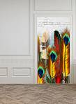 Самоклеющиеся фотообои на дверь HARMONY Decor HDD-124 Разноцветные перья на кирпичной стене