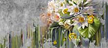Фотообои HARMONY Decor HD6-004 Цветы на фактурной стене Кувшинки и лилии