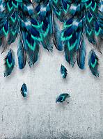 Фотообои HARMONY Decor HD2-122 Синие перья на бетонном фоне