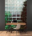 Фотообои URBAN Design UD2-093 Растения на фоне стеклоблоков