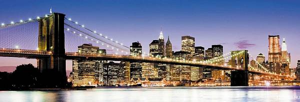 Фотообои на стену. АнтиМаркер 3-А-306 Бруклинский мост ночью. Нью-Йорк.