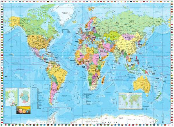 Фотообои на стену «Карта Мира». Komar 4-055 World Map