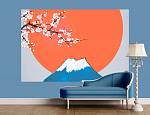 Фотообои URBAN Design UD21-01 Японская живопись Цветущая сакура у горы Фудзи