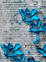 Фотообои URBAN Design UD2-047 3Д фотообои Синие цветы на кирпичной стене