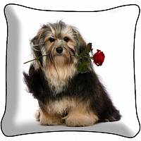 Декоративная фото подушка A1883 Собака и роза 