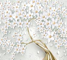 Фотообои HARMONY HD3-072 3Д фотообои Золотое дерево с белыми цветами