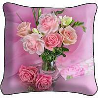 Декоративная фото подушка A2188 Ваза с розовыми розами