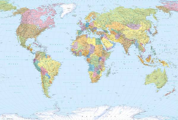 Флизелиновые фотообои «Карта мира» Komar XXL4-038 World Map