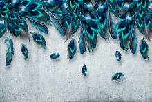 Фотообои HARMONY HD21-06 Синие перья на бетонном фоне
