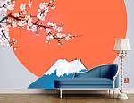 Фотообои URBAN Design UD4-181 Японская живопись Цветущая сакура у горы Фудзи