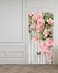 Самоклеющиеся фотообои на дверь HARMONY Decor HDD-133 Розовые розы на деревянной стене