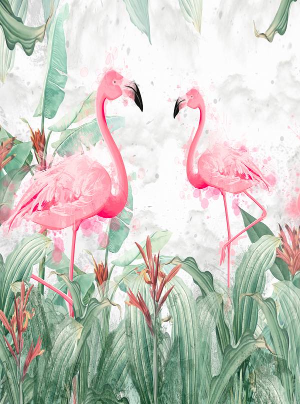 Фотообои HARMONY HD2-131Фреска с розовыми фламинго