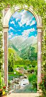 Самоклеющиеся фотообои на дверь HARMONY Decor HDD-007 Цветущая арка с видом на горную речку