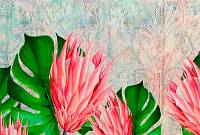 Фотообои HARMONY Decor HD21-14 Акварельные тропические цветы и листья на старой фреске