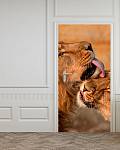 Самоклеющиеся фотообои на дверь HARMONY Decor HDD-177 Львы Кошачья нежность 