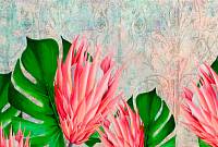 Фотообои HARMONY Decor HD4-165 Акварельные тропические цветы и листья на старой фреске