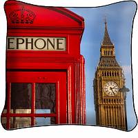Декоративная фото подушка  A1161 Лондон. Телефонная будка. Бигбен.