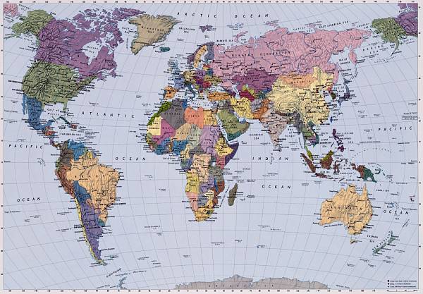 Фотообои на стену «Карта Мира». Komar 4-050 World Map 