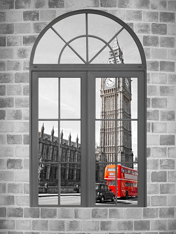 Фотообои HARMONY Decor HD21-48 Окно в Лондон в серых тонах