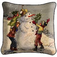 Декоративная фото подушка A1484 Дети и снеговик