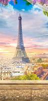 Самоклеющиеся фотообои на дверь HARMONY HDD-001 Город Париж Эйфелева башня на фоне рассвета