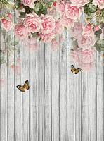 Фотообои HARMONY HD2-127 Розовые розы на деревянной стене