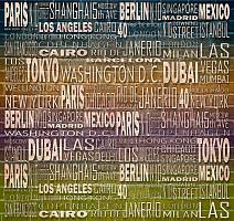 Фотообои URBAN Design UD3-098 Кирпичная стена с названиями городов