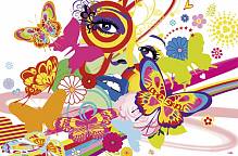 Постер XXL «Радуга, бабочки, цветы» WG 00692 Rainbow Face