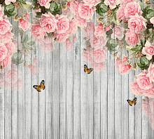 Фотообои HARMONY Decor HD3-118 Розовые розы на деревянной стене