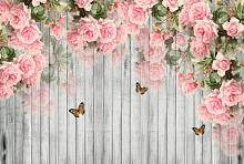 Фотообои HARMONY Decor HD4-162 Розовые розы на деревянной стене