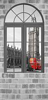 Самоклеющиеся фотообои на дверь HARMONY HDD-166 Окно в Лондон в серых тонах